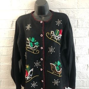 Vintage Black B.P. Design Christmas Sweater